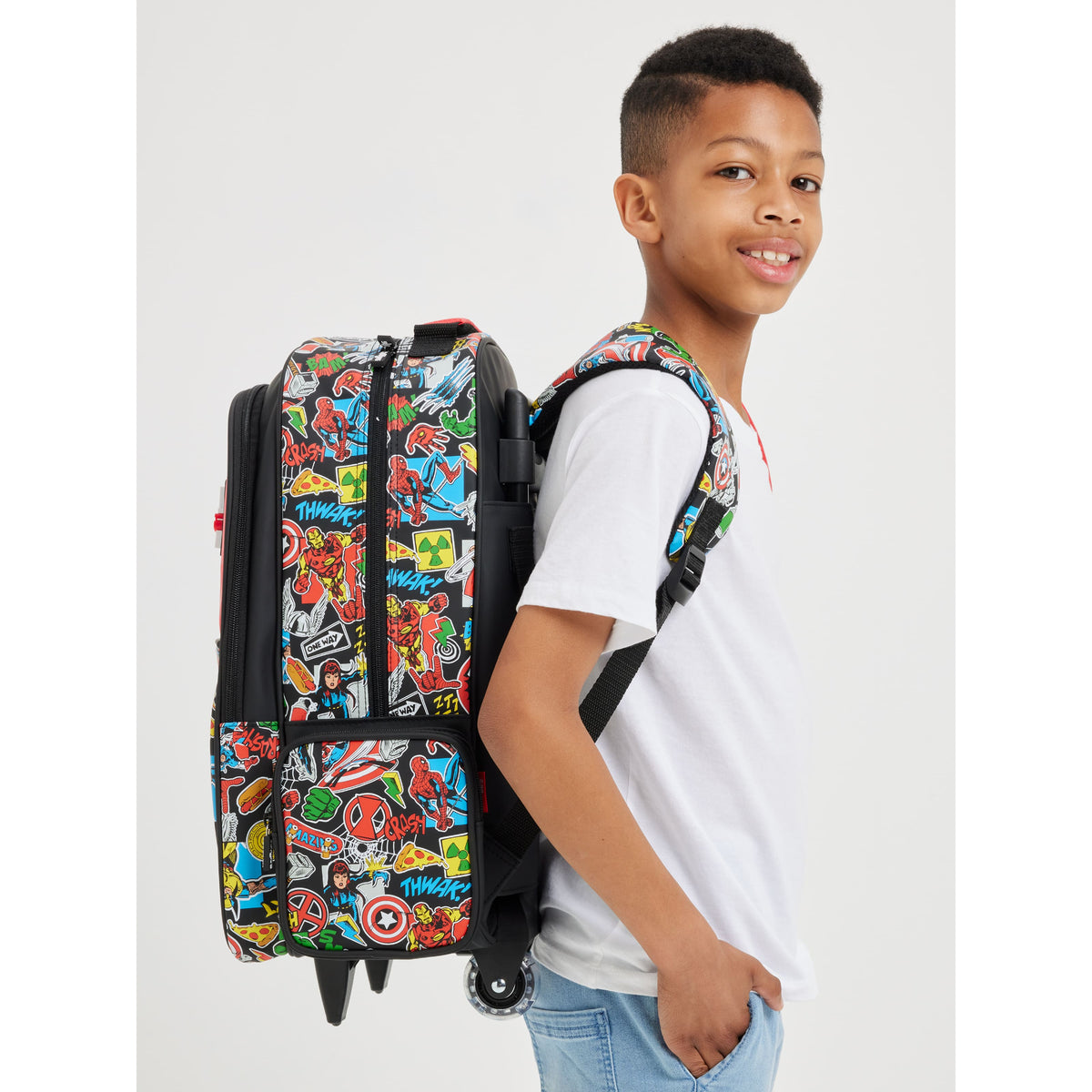 Smiggle Marvel Comics Trolley Backpack with Light Up Wheels
