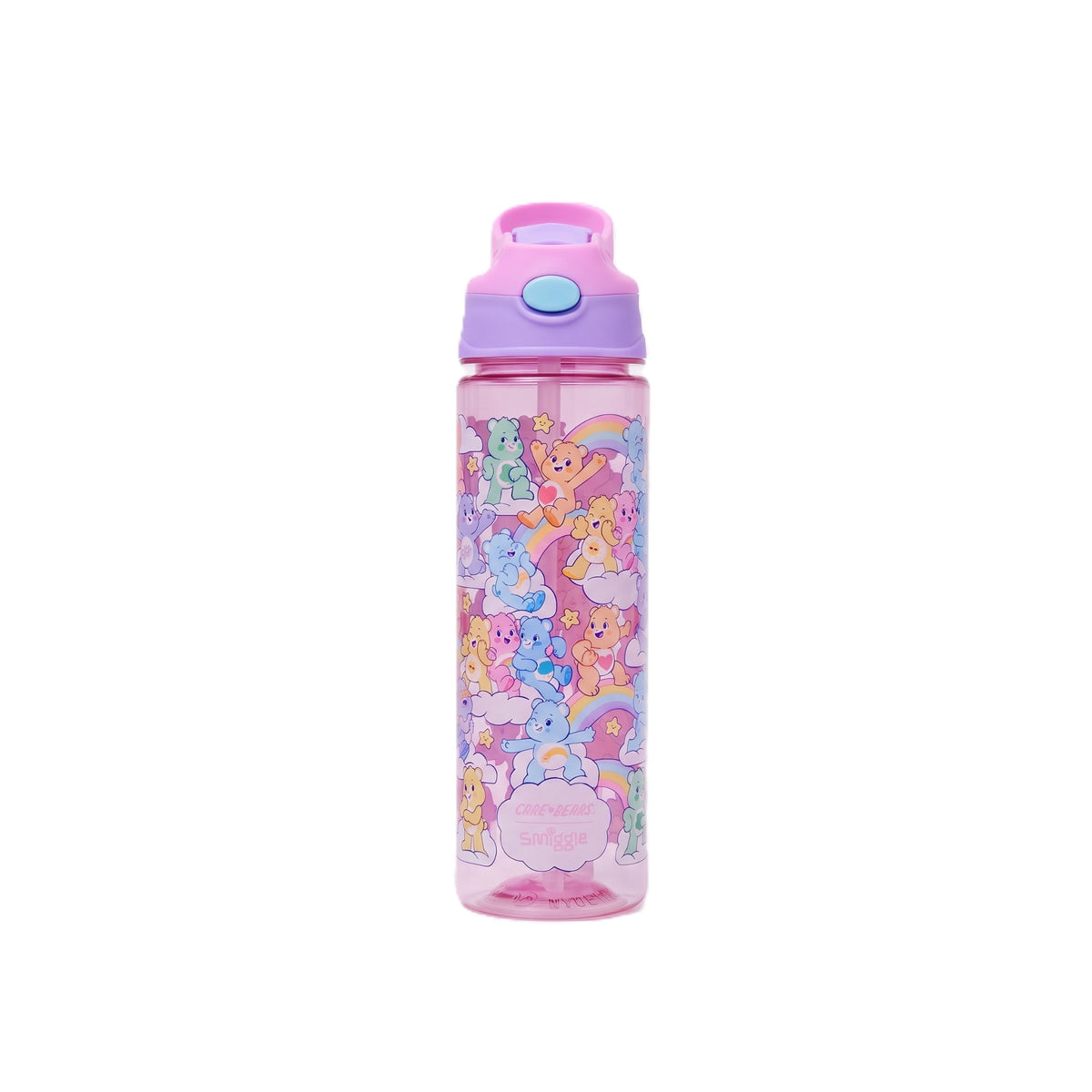 Smiggle Care Bears Plastic Flip Top Drink Bottle 650Ml
