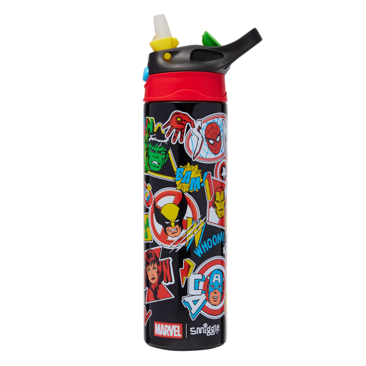 Smiggle Marvel Comics Flip Top Plastic Drink Bottle 650Ml