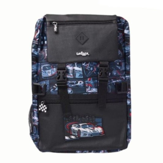 Smiggle Black Race Car Backpack