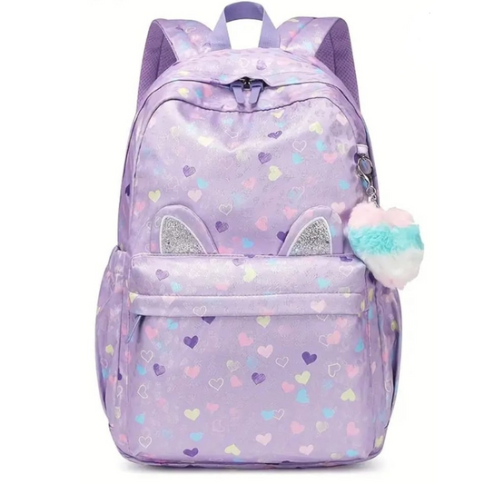 Purple cat school bag