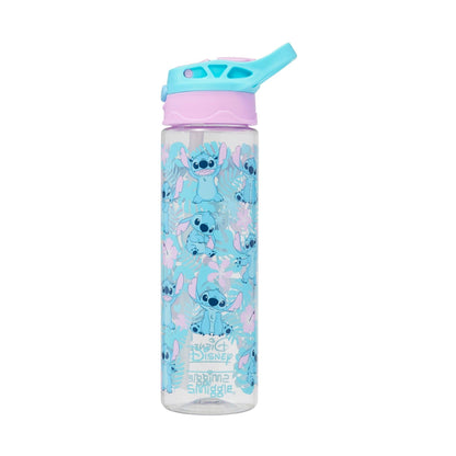 Smiggle Blue Stitch Plastic Flip Top Drink Bottle 650Ml