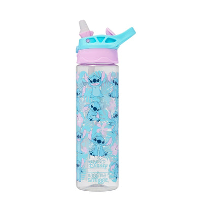 Smiggle Blue Stitch Plastic Flip Top Drink Bottle 650Ml
